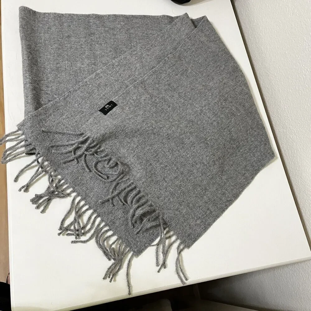 Tumi Fringe Scarf Pure Peruvian 100% Baby Alpaca Gray